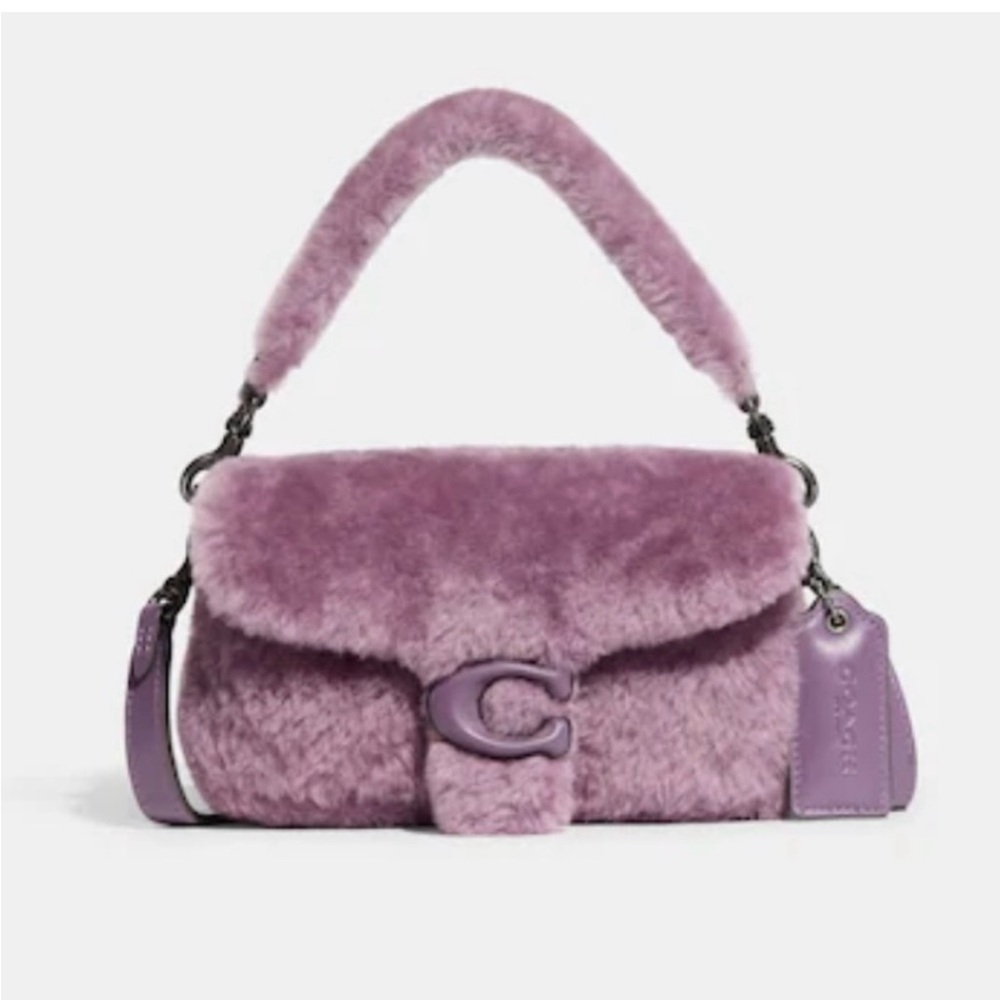 Coach Pillow Tabby 18” Shearling Purple Handbag Shoulder Bag